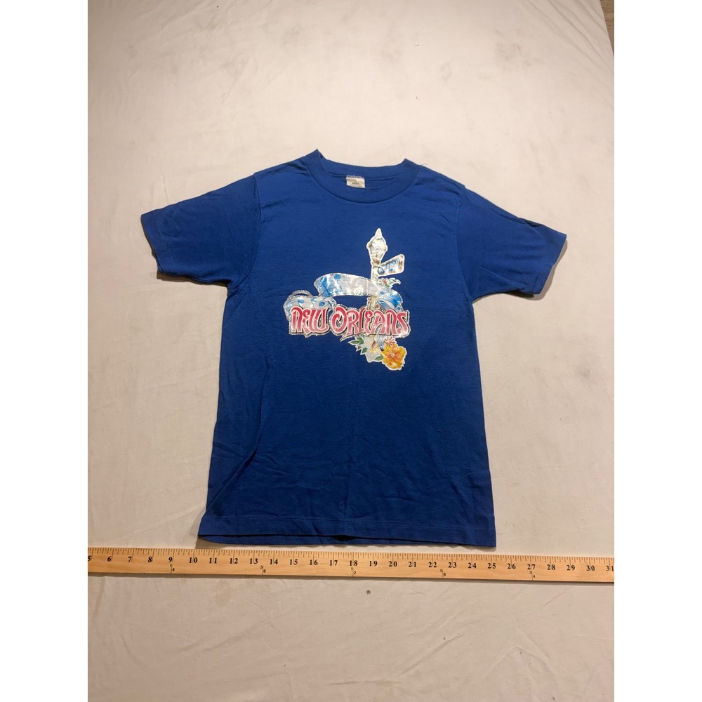 Vintage Mayo Spruce New Orleans T Shirt Small Blue Single Stitch Bourbon St USA